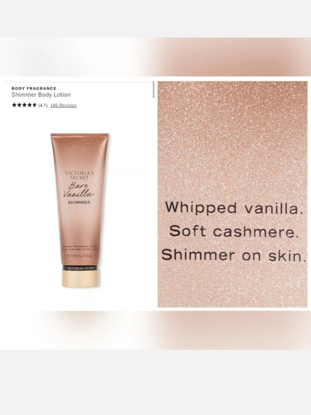 Victoria's secret LIMITED EDITION bare vanilla shimmer body lotion